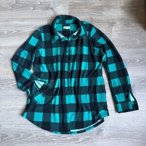 Denimβ & Co. Heavenly Jersey Buffalo Plaid Button Front Tunic Top M